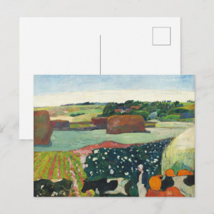 Carte Postale Meules de foin en Bretagne Affiche d'art vintage d