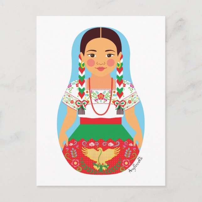 Carte postale mexicaine, Chine Poblana Matryoshka (Devant)