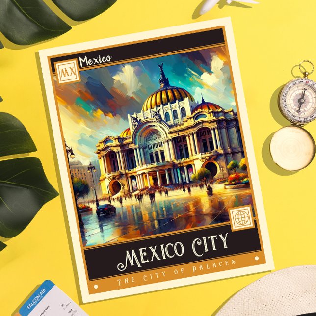 Carte Postale Mexico City, Mexique | Peinture Vintage (Créateur téléchargé)