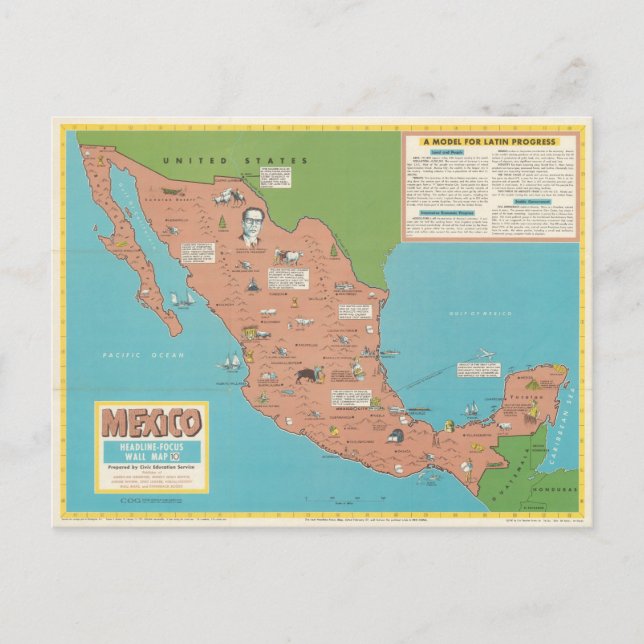 Carte Postale Mexico : Wall Map (Devant)