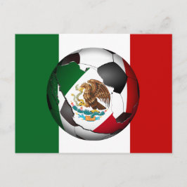 Carte Postale Mexique balle de football avec drapeau couleurs Ar