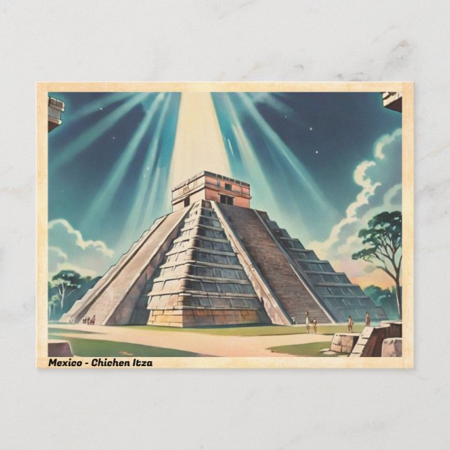Carte Postale Mexique Chichen Itza Voyage Rétro (Devant)