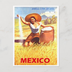 Carte Postale Mexique, fille mexicaine dans une ferme, voyage vi
