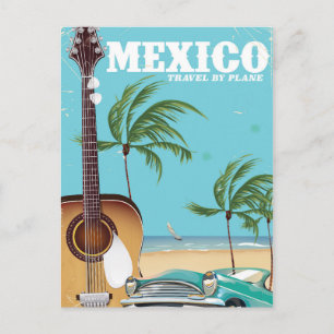 Carte Postale Mexique - voyage en avion affiche de voyage.