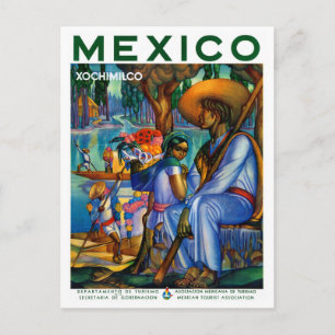 Carte Postale Mexique Xochimilco Poster vintage restauré