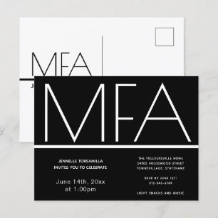 Carte Postale MFA grade Black Graduation Party Invitation