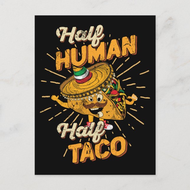 Carte Postale Mi-Homme Mi-Taco Mardi Taco Cinco de Mayo (Devant)