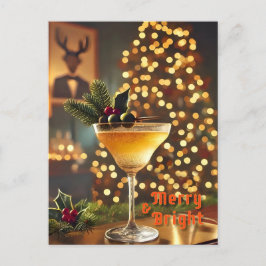 Carte Postale Mi-Siècle Noël Joyeux & Cocktail lumineux