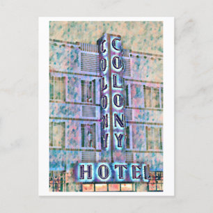 Carte Postale Miami Beach Art Deco Hotel Peinture 3