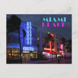 Carte Postale Miami Beach Art Deco Hôtels à Night