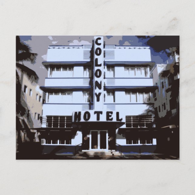 Carte Postale Miami Beach Art Deco Hôtels au matin (Devant)