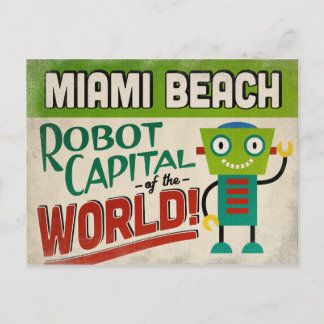 Carte Postale Miami Beach Florida Robot - Vintage amusant