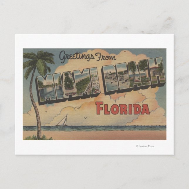 Carte Postale Miami Beach, Floride - Scènes de grandes lettres (Devant)