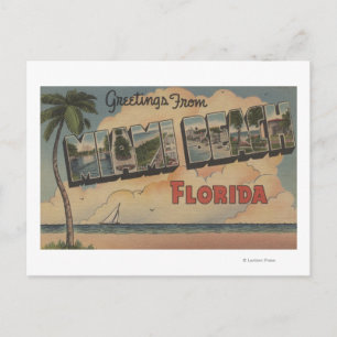 Carte Postale Miami Beach, Floride - Scènes de grandes lettres