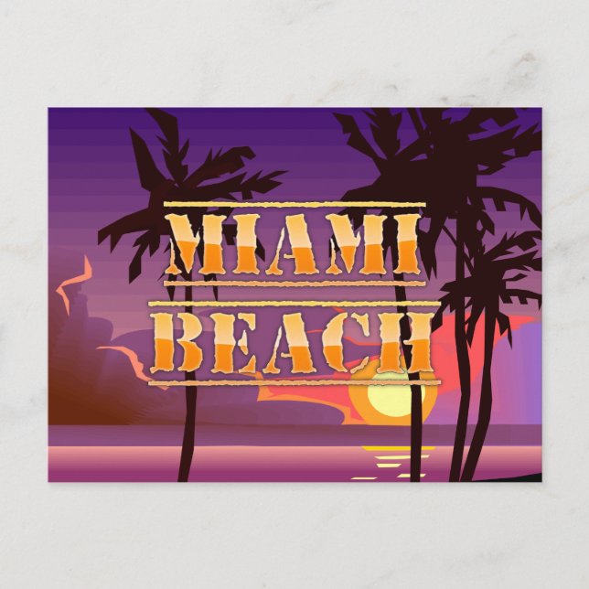 Carte postale Miami Beach Sunrise et Palm Trees (Devant)