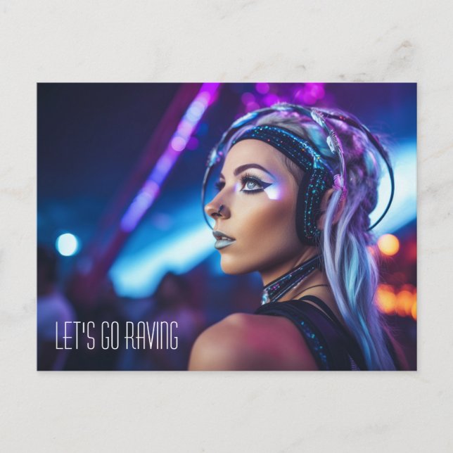 Carte Postale Miami EDM fille rave (Devant)