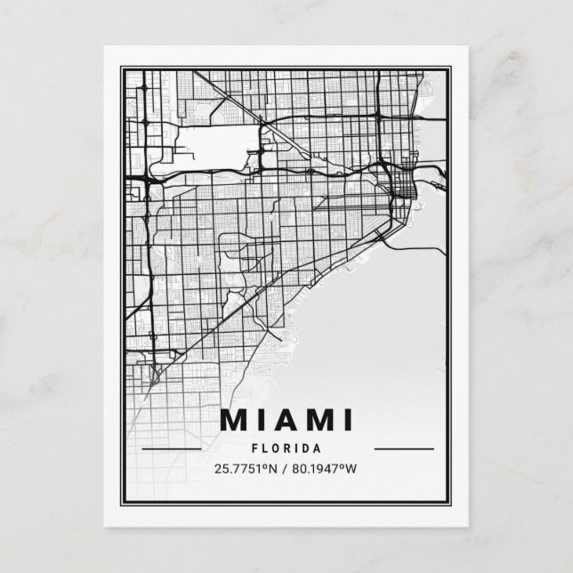 Carte Postale Miami Florida FL États-Unis USA Travel City Map (Devant)