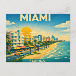 Carte Postale Miami Florida Retro Travel Postcard