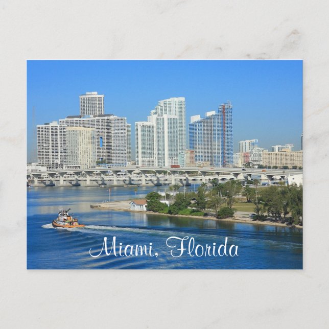 Carte Postale Miami Florida Skyline et Harbour Postcard (Devant)