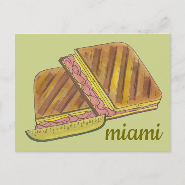 Carte Postale Miami Floride Jambon Suisse Fromage Cubain Sandwic (Devant)