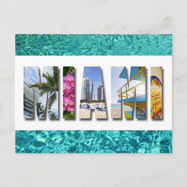 Carte Postale Miami Floride Plage Océan Photo de Voyage (Devant)