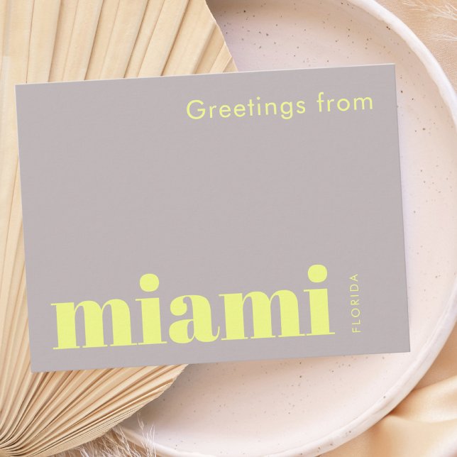 Carte Postale Miami Floride typographique jaune  (Créateur téléchargé)