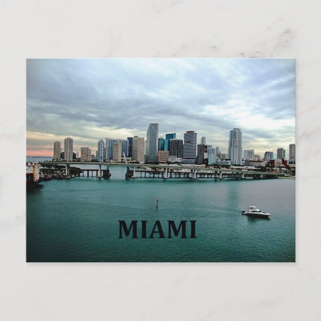 Carte Postale Miami Floride | Ville Skyline (Devant)