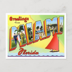 Carte postale Miami, Floride Vintage Big Letters