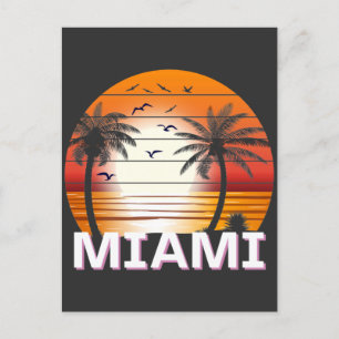 Carte Postale Miami Floride Vintage Palm Trees Summer Beach