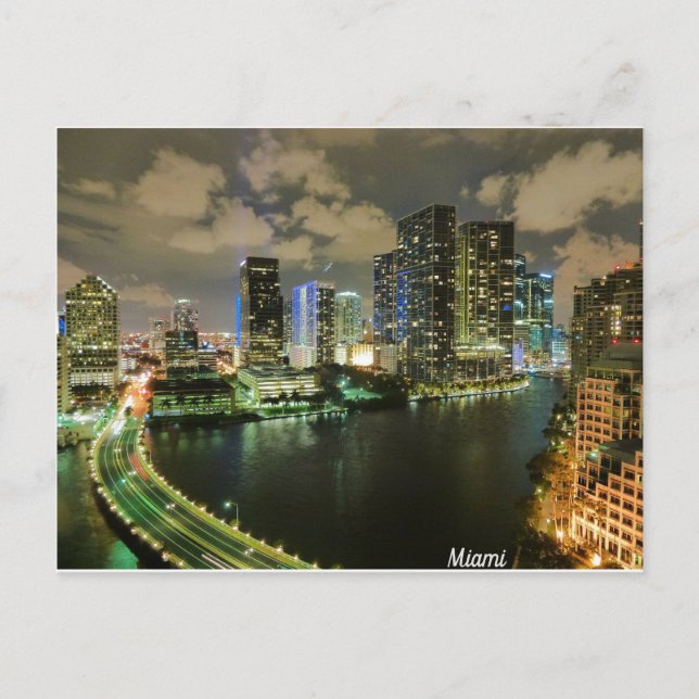Carte Postale Miami Night Skyline (Devant)