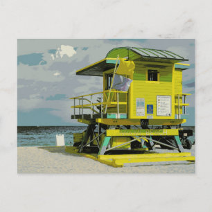 Carte Postale Miami South Beach Yellow Lifeguard Tower