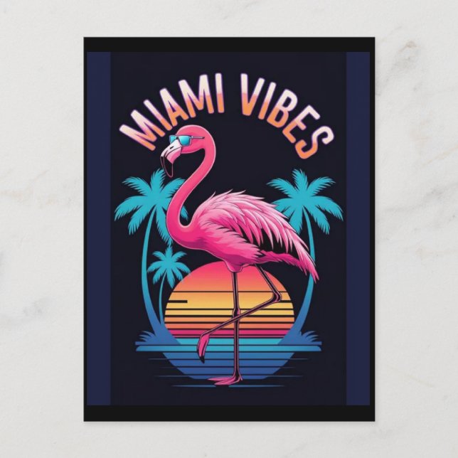 Carte Postale Miami Vibes Summer Flamingo Design-63454 (Devant)