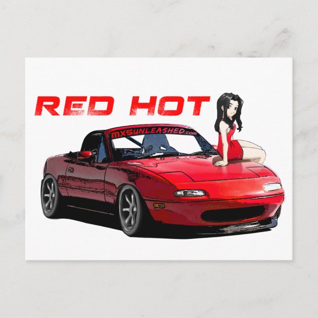 Carte Postale Miata MX-5 d'un rouge ardent (Devant)