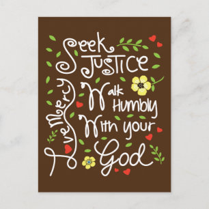 Carte Postale Micah 6 8 Chercher Justice Amour Mercy Marcher Hum