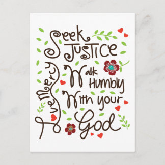 Carte Postale Micah 6 8 Chercher Justice Amour Mercy Marcher Hum