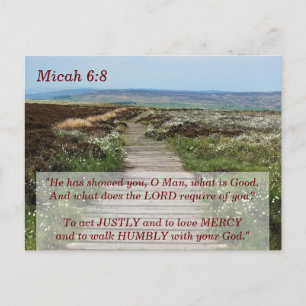 Carte Postale Micah 6:8 Marcher Humbly Bible Verse