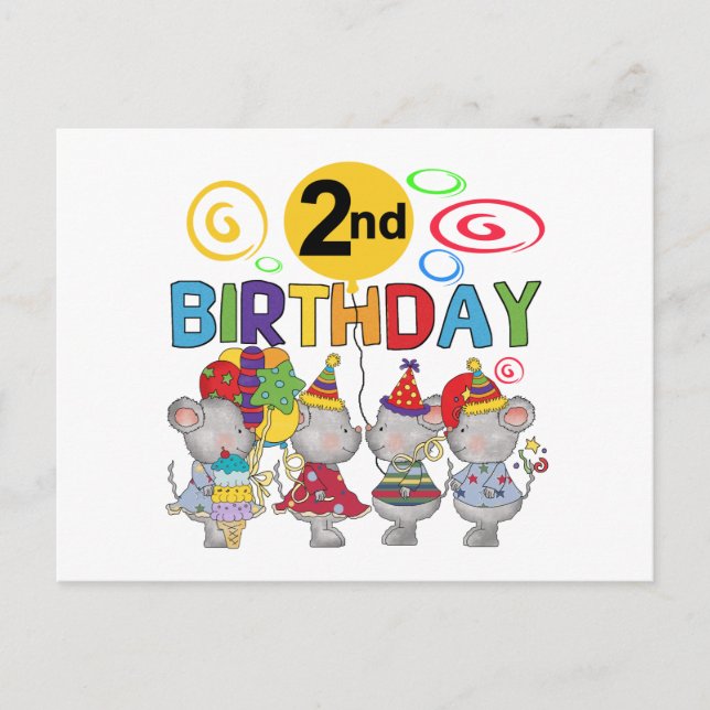 Carte Postale Mice 2e anniversaire T-shirts et cadeaux (Devant)
