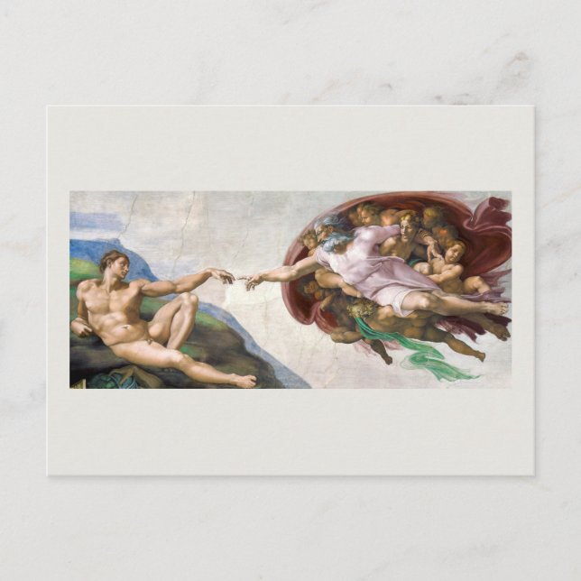 CARTE POSTALE : MICHELANGELO : LA CRÉATION D'ADAM (Devant)