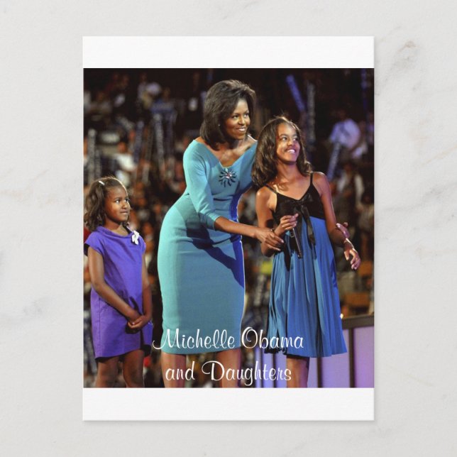 Carte Postale Michelle Obama et les filles (Devant)