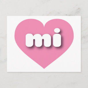 Carte Postale MIchigan coeur rose - J'aime mi