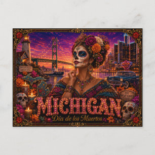Carte Postale Michigan Día de los Muertos Rétro