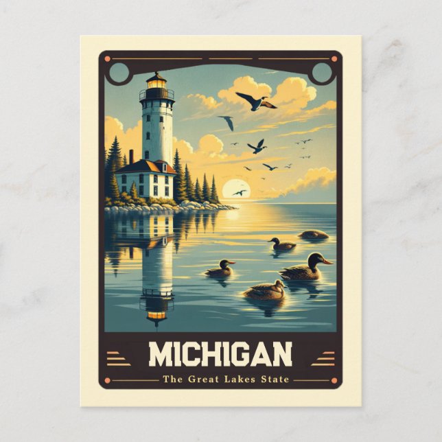 Carte Postale Michigan | Esprit patriotique Vintage (Devant)