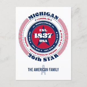 Carte Postale Michigan, Lansing, MI, Patriotique, Monogramme
