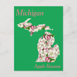 Carte Postale Michigan State Flower Collation Map