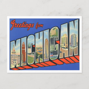 Carte postale Michigan Vintage Big Letters