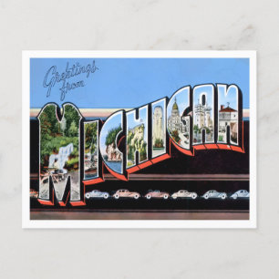 Carte postale Michigan Vintage Big Letters