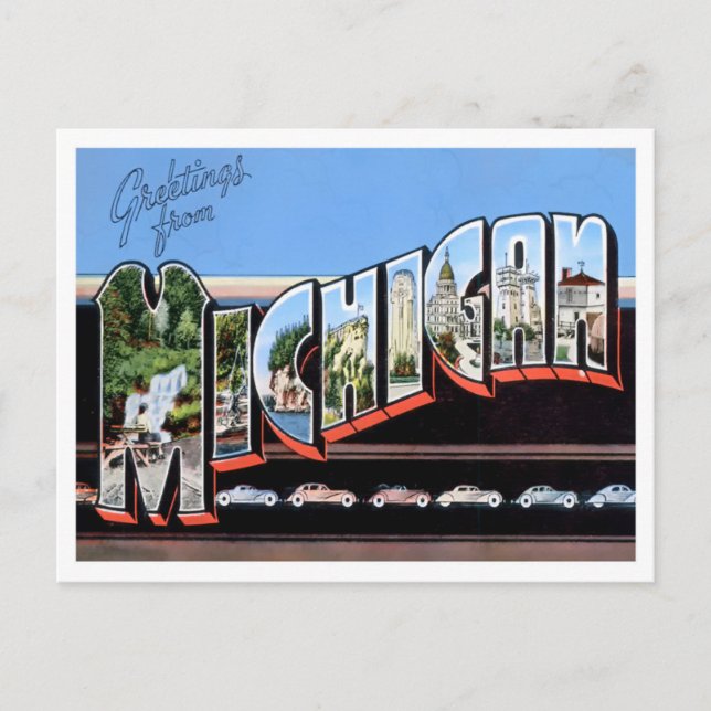 Carte postale Michigan Vintage Big Letters (Devant)