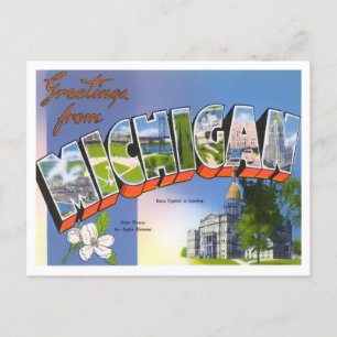 Carte postale Michigan Vintage Big Letters