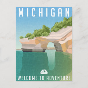 Carte Postale Michigan Vintage voyage detroit salutations de
