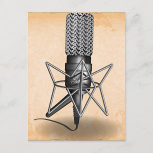 Carte Postale Microphone Vintage